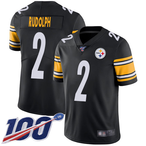 Men's Pittsburgh Steelers #2 Mason Rudolph 100th season Black Vapor Untouchable Limited Stitched NFL Jersey